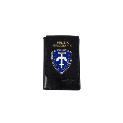 Ascot Portafoglio Polizia Giudiziaria 600 verticale in pelle placca blu