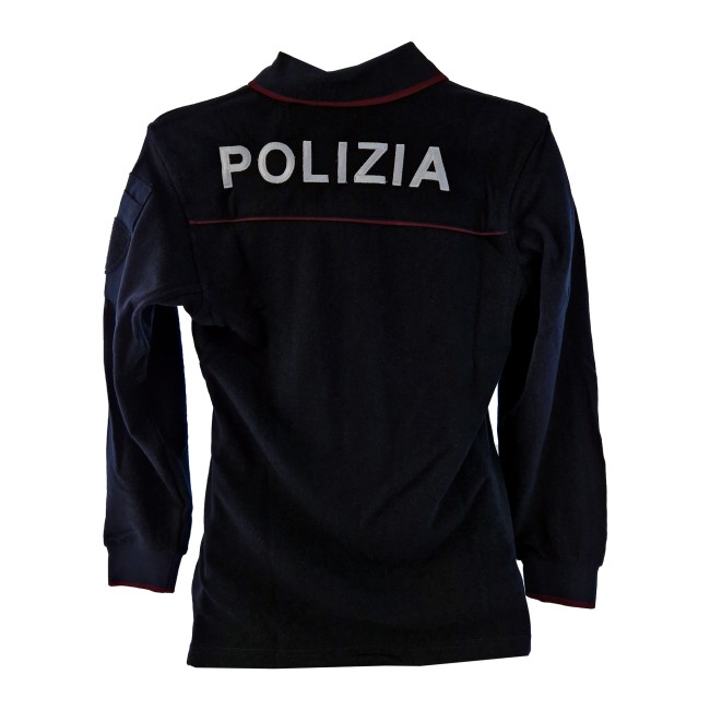 Polo Polizia manica lunga in cotone/poliestere posteriore