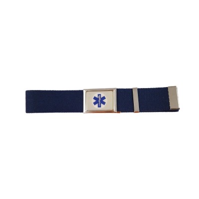 Cintura Misericordia cotone blu con fibbia vetrificata