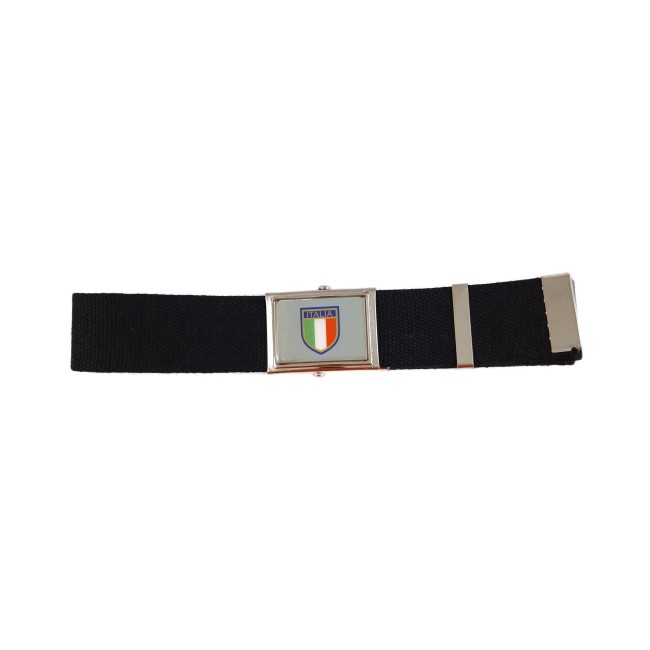 Cintura Italia cotone nero con fibbia vetrificata
