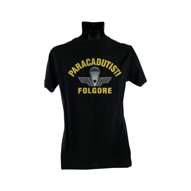 T-Shirt Paracadutisti Folgore nera in cotone retro
