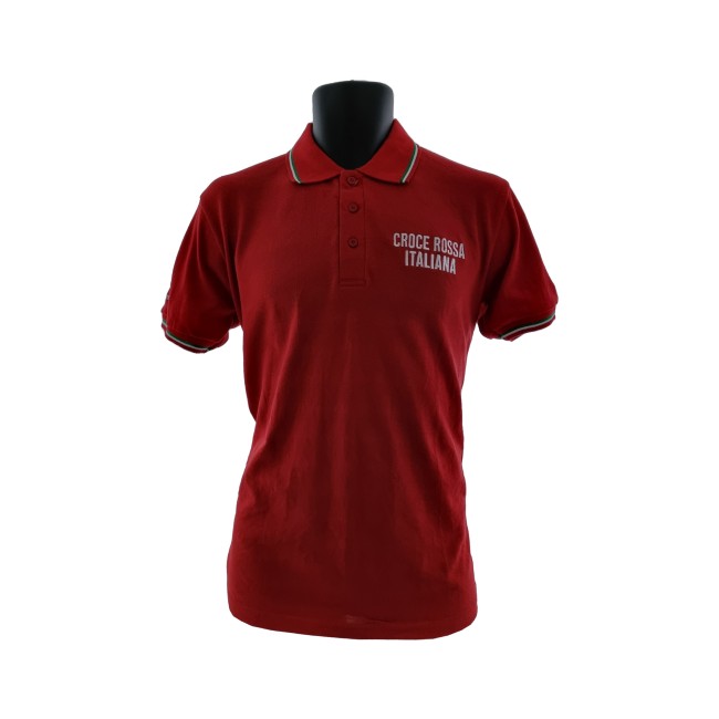 Polo Croce Rossa Italiana rossa maniche corte frontale