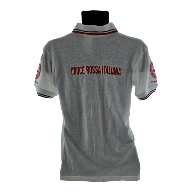 Polo Croce Rossa Italiana bianca maniche corte retro