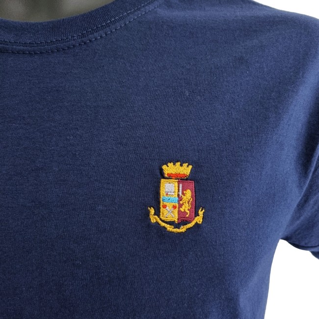 T-shirt Polizia di Stato blu in cotone logo