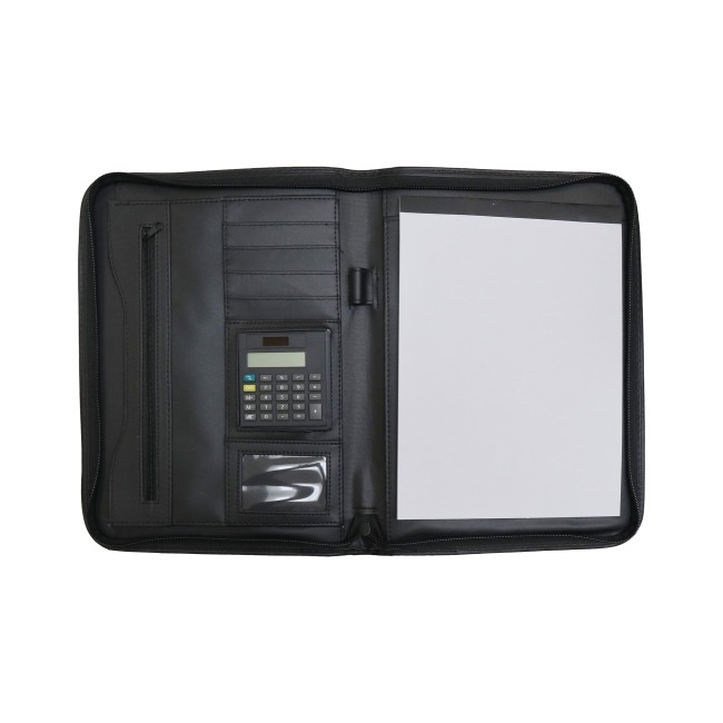 Cartella Porta Documenti Carabinieri in pelle con calcolatrice aperta