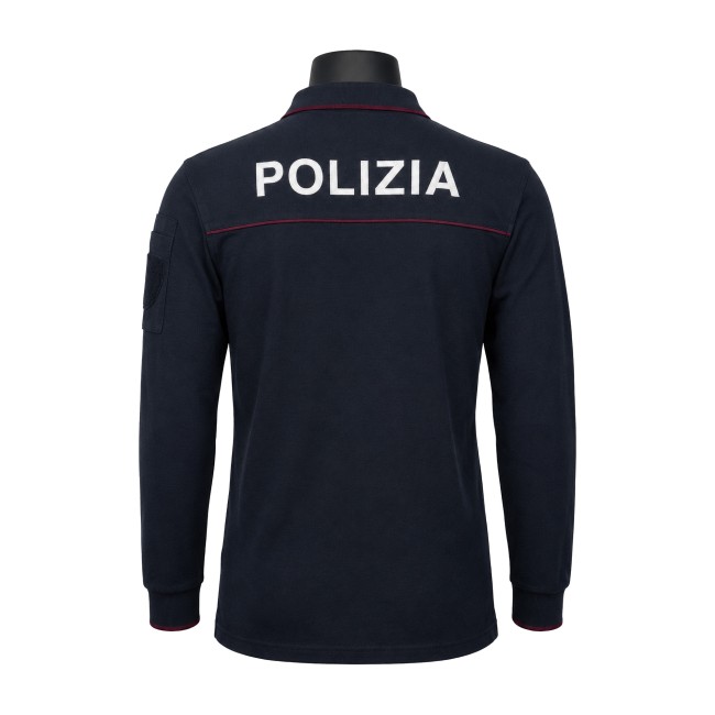 Polo Polizia manica lunga in cotone/poliestere posteriore